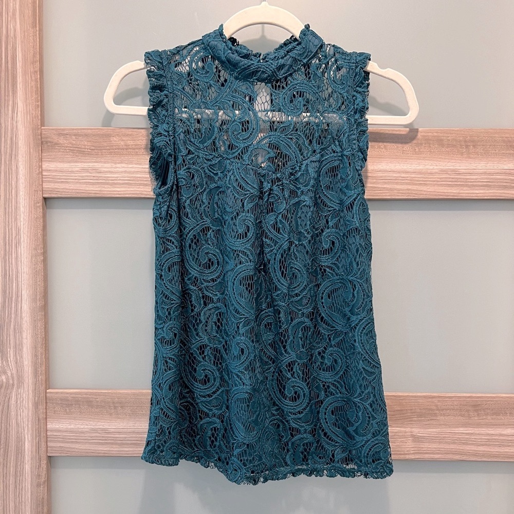 🔥 5 for $25 | Teal Lace Sleeveless Top Medium